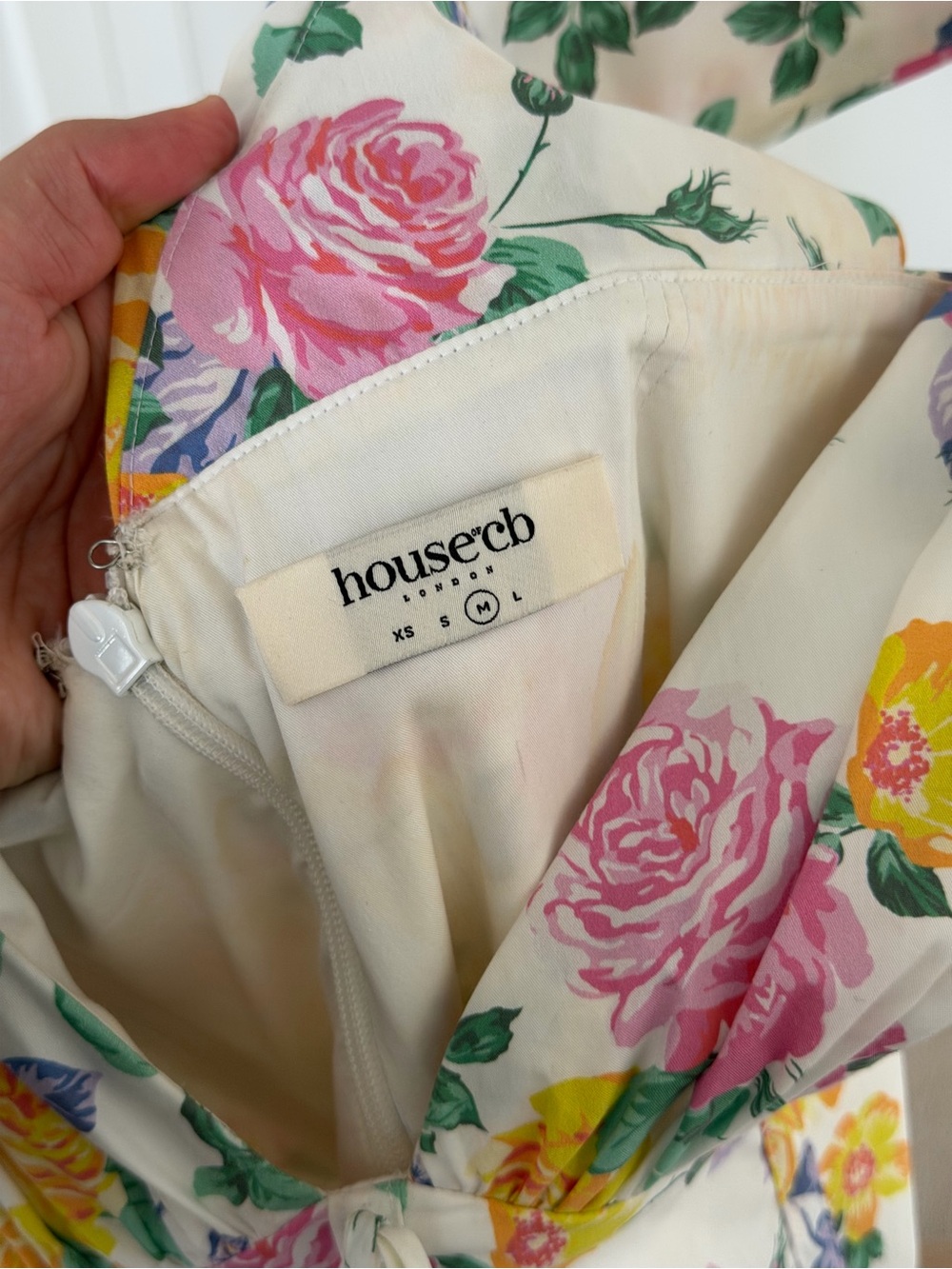 House of CB White Maxi Dress with Pink & Yellow Floral Print - Picture 4 of 9